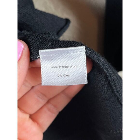 Talbots Petites Merino Wool Ruffle Lightweight Cardigan Sweater XLP Black Work - Picture 5 of 6